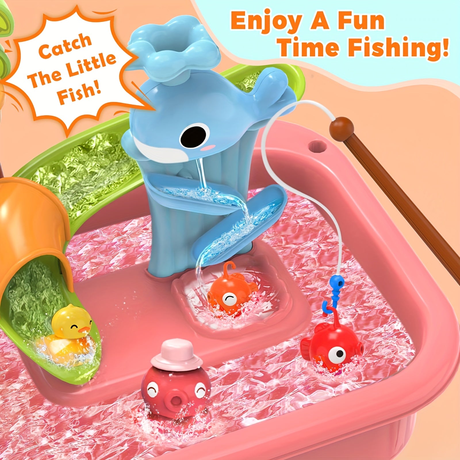 Water Table – Multifunctional Outdoor Play Station with Pump, Faucet, and Sand Area-Toyfetti