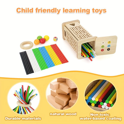 3-in-1 Wooden Stacking Tower Game – Tall Builder, Puzzle, and Pulling Stick Challenge