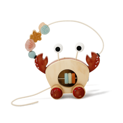 Wooden Pull-Along Crab Toy with Bead Maze-Toyfetti