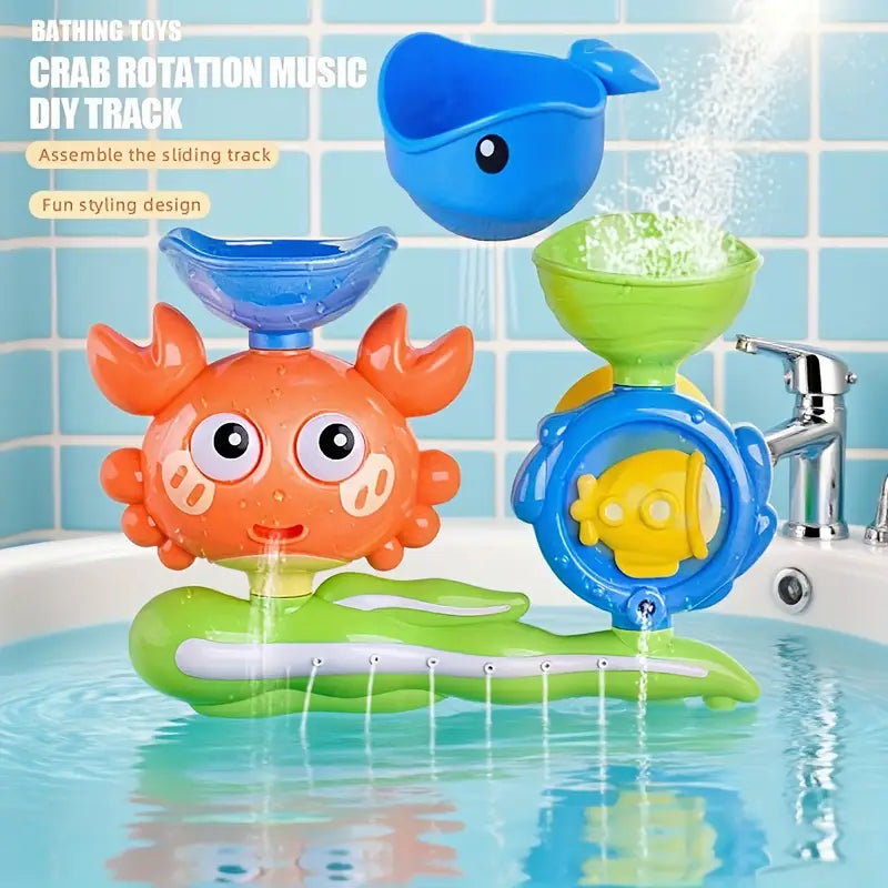 Interactive Suction Cup Bath Toy Set — Crab, Fish & Spinners for Water Play