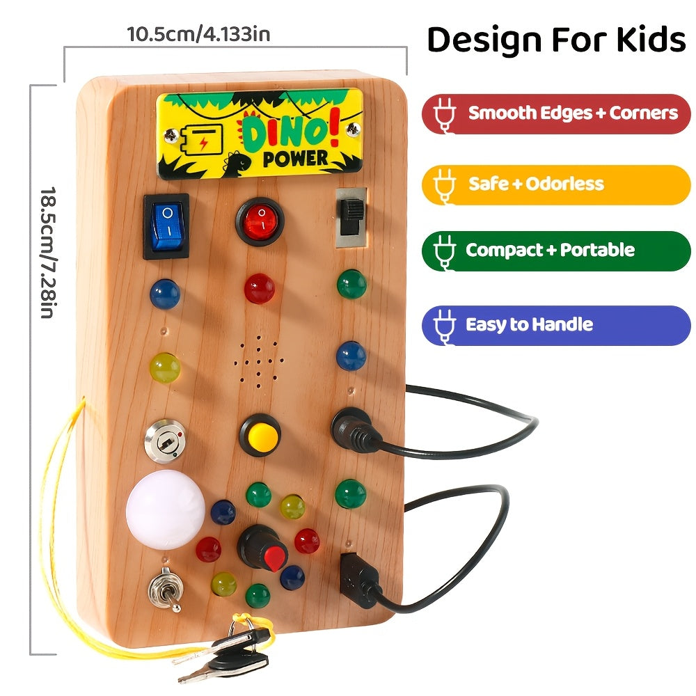 Dino Busy Board – Interactive Light & Sound Activity Panel-Toyfetti