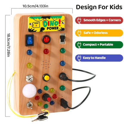 Dino Busy Board – Interactive Light & Sound Activity Panel-Toyfetti