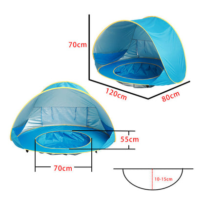 2-in-1 Baby Beach Tent with Built-in Pool – UV Protection, Pop-Up Design & Waterproof Shade