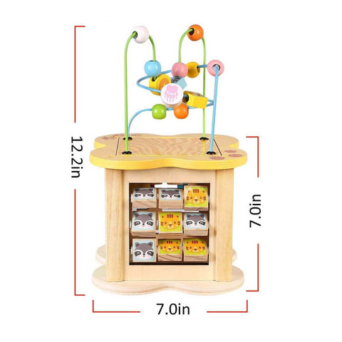 Montessori 6-in-1 Wooden Activity Cube – Multi-Skill Learning Toy for Toddlers