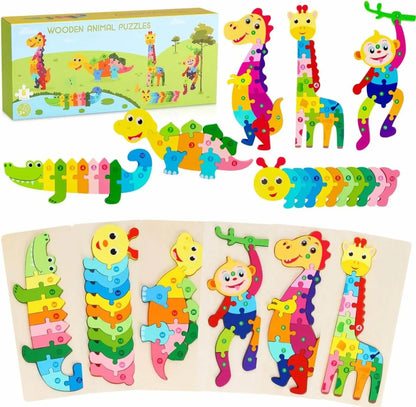 Animal Puzzle Set – Montessori Wooden Learning Toys for Toddlers