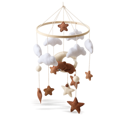 Felt Bear Crib Mobile – Soft Clouds, Stars & Moon Hanging Toy-Toyfetti