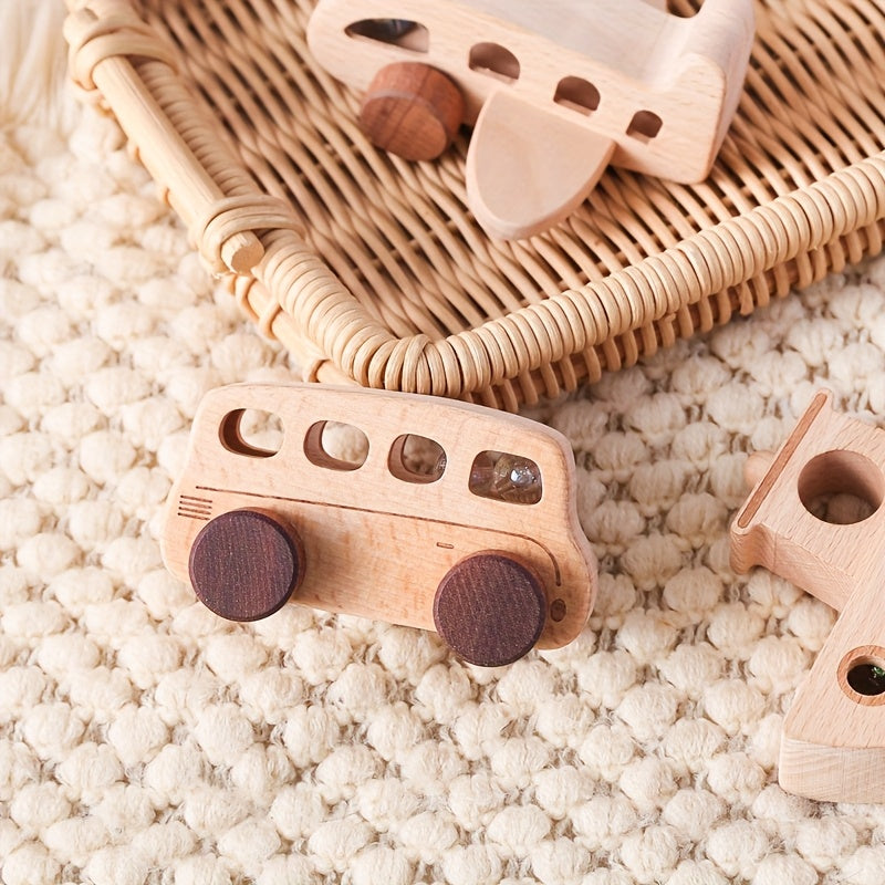 Wooden Vehicle Trio – Car, Airplane & Boat Set-Toyfetti