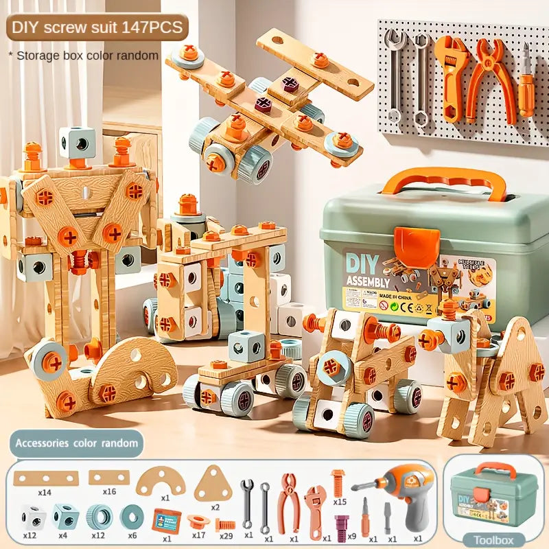 Building Kit for Kids – 147-Piece Tool Box with Screwdriver & Wrenches