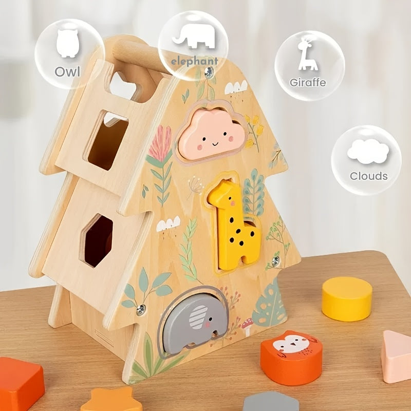 Wooden Tree House Sorter Tree House – Montessori Sorting Toy-Toyfetti