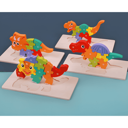 Montessori Wooden Dino 3D Puzzle – Roar Into Learning & Hands-On Play!