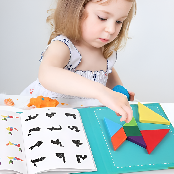 Montessori 3D Tangram Magnetic Puzzle – Creative Shape-Building Fun with 4 Themed Sets