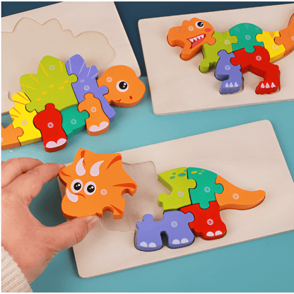 Montessori Wooden Dino 3D Puzzle – Roar Into Learning & Hands-On Play!