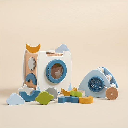 Rocket Activity Toy – Wooden & Silicone Montessori Space Learning-Toyfetti