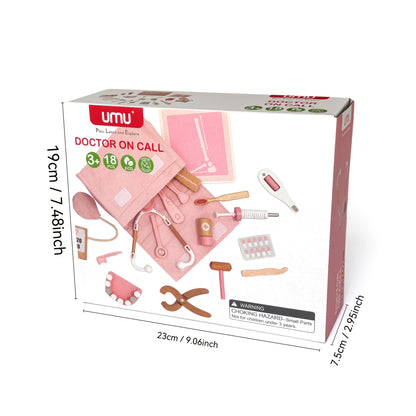 2-in-1 Wooden Doctor & Nurse Role Play Kit – Blue & Pink Pretend Medical Set for Kids