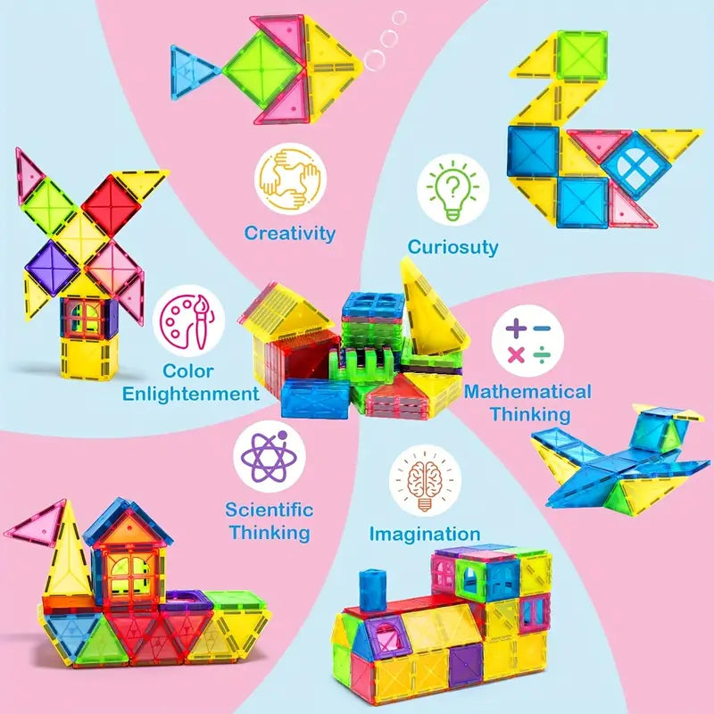 Colorful Magnetic Building Blocks Set – Creative STEM Puzzle Play for Kids