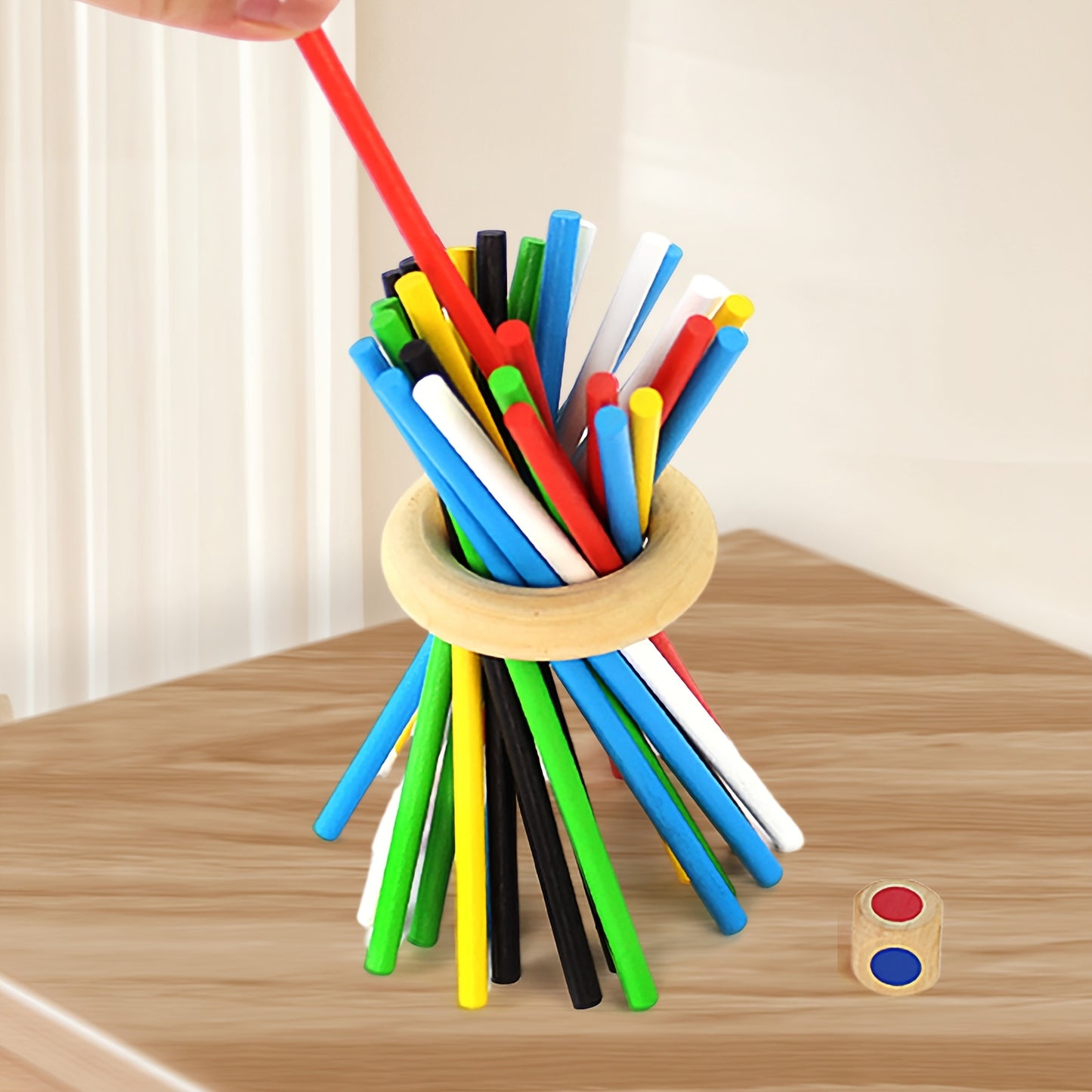 3-in-1 Wooden Stacking Tower Game – Tall Builder, Puzzle, and Pulling Stick Challenge