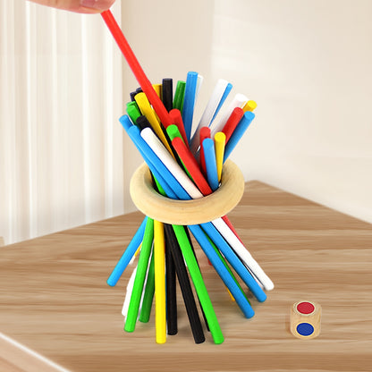 3-in-1 Wooden Stacking Tower Game – Tall Builder, Puzzle, and Pulling Stick Challenge