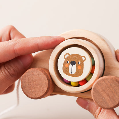Wooden Pull-Along Bear Car – Montessori Toddler-Toyfetti