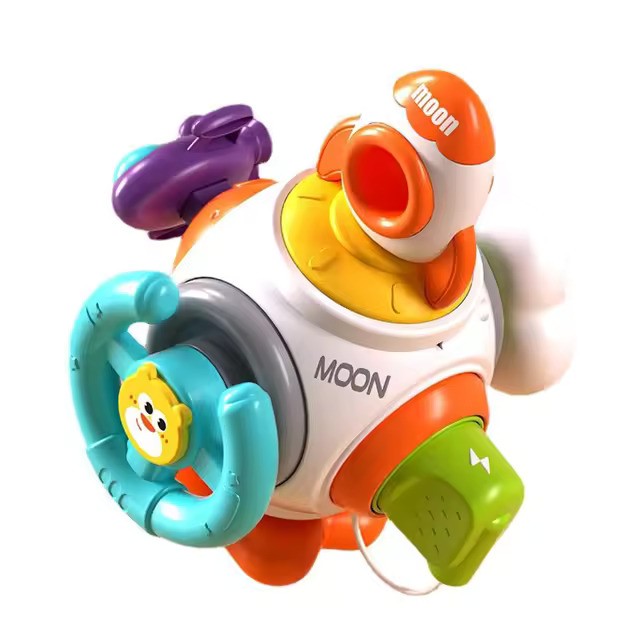 The Toyfetti Montessori Sensory Activity Cube is a colorful plastic learning toy for toddlers with animal-themed controls, a lion-faced steering wheel, and vibrant blue, green, purple, yellow, and orange parts—perfect for sensory play.