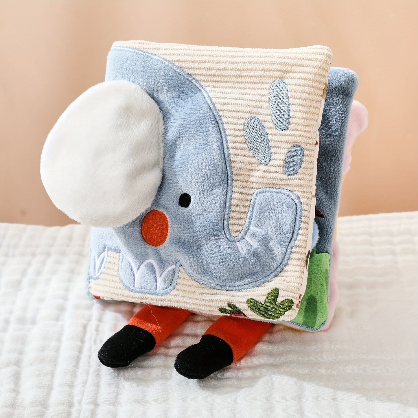 Elephant Sensory Soft Book – Plush Baby Learning Toy-Toyfetti