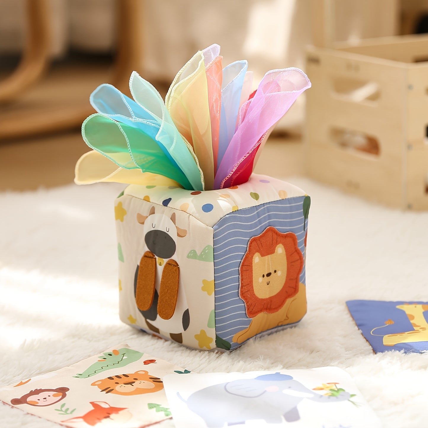 Soft Sensory Tissue Box Toy – Crinkle & Pull Cube-Toyfetti
