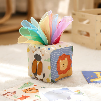 Soft Sensory Tissue Box Toy – Crinkle & Pull Cube-Toyfetti