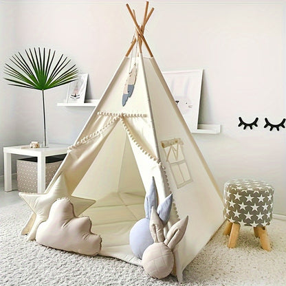 Cozy Canvas Teepee Tent – Indoor Cotton Playhouse for Kids-Toyfetti