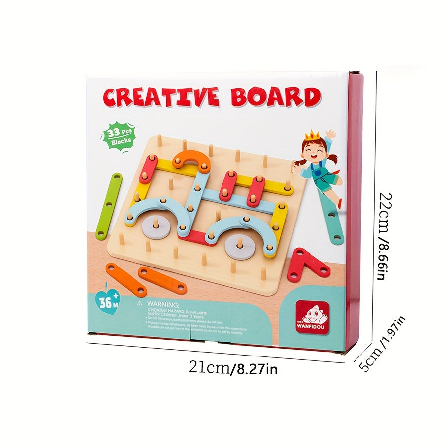 Creative Peg Puzzle – Montessori Wooden Toy for Kids-Toyfetti