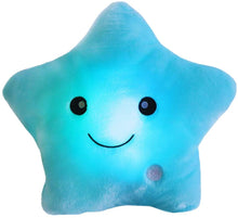 The Toyfetti GlowPals Light-Up Plush Night Buddy features a light blue, star-shaped design with a smiling face, softly glowing from within to provide kids comforting bedtime light for sweet dreams.