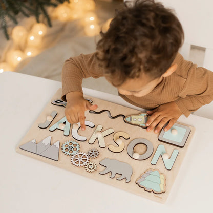 Toddlers Personalized Wooden Puzzle – Custom Name Learning