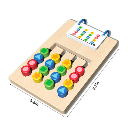 The Toyfetti Shape Sense Puzzle boosts logical thinking and creativity with colorful shapes on sliding tracks plus a matching card. Measures 5.8 x 8.7 inches—ideal for fine motor skill development.