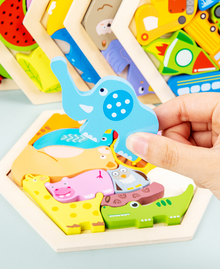 Montessori 3D Wooden Puzzle Set – Stack, Sort & Learn with Every Piece