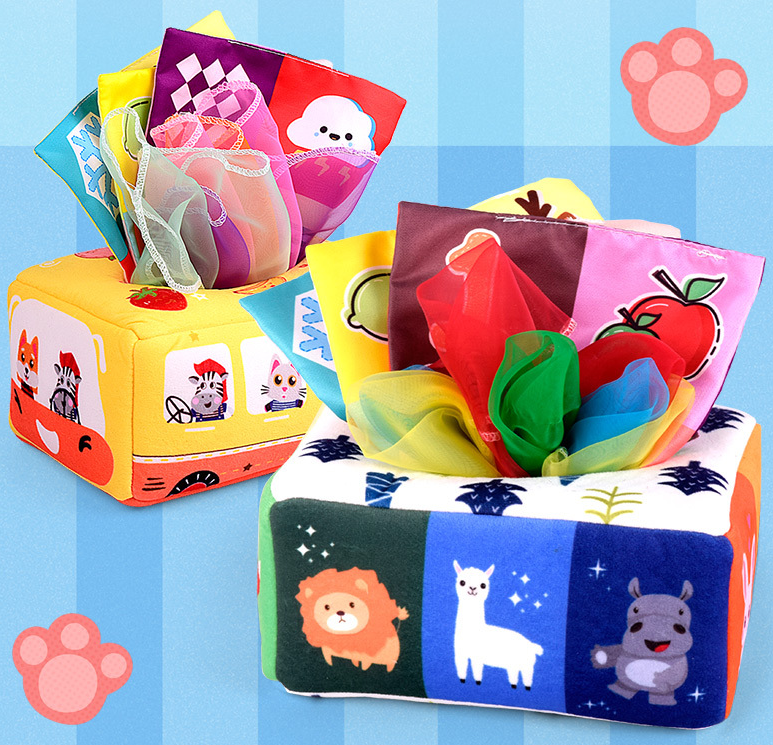 Montessori Baby Development Toy – Crinkle Tissue Box for Sensory & Motor Skills