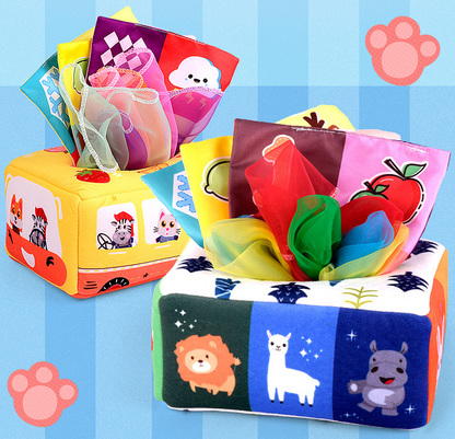 Montessori Baby Development Toy – Crinkle Tissue Box for Sensory & Motor Skills
