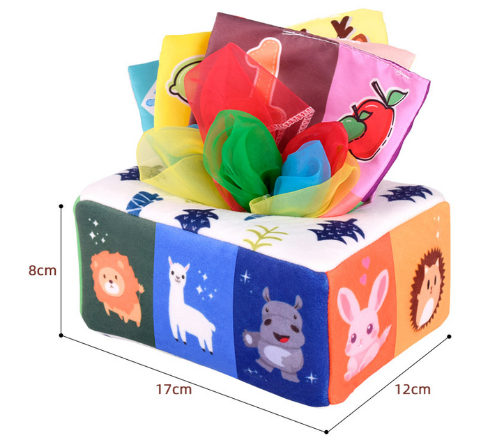 Montessori Baby Development Toy – Crinkle Tissue Box for Sensory & Motor Skills