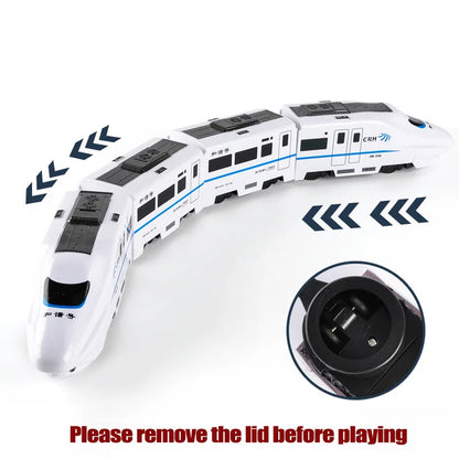 De Glowexpress van Toyfetti is een witte zelfrijdende speelgoedtrein met blauwe accenten. Batterijvak zichtbaar in de inzet. Stimuleert motorische vaardigheden. Tekst: Verwijder het deksel voor gebruik. Eindeloos speelplezier!.