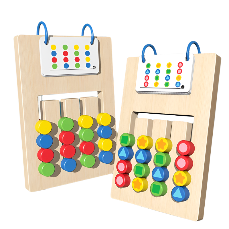 The Toyfetti Shape Sense Puzzle boosts logical thinking and creativity with colorful geometric pieces and matching dot cards. This engaging wooden set supports fine motor skills while enhancing color, shape, and pattern recognition.
