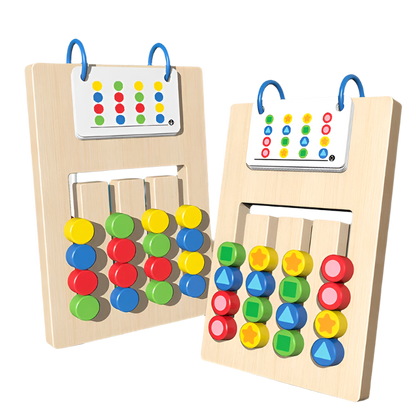 The Toyfetti Shape Sense Puzzle boosts logical thinking and creativity with colorful geometric pieces and matching dot cards. This engaging wooden set supports fine motor skills while enhancing color, shape, and pattern recognition.