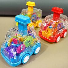 Toyfetti’s Gear Car – Push-and-Go Friction Vehicle for Kids features blue, yellow, and red cars with clear tops showing moving gears. One car is marked POLICE. See the reviews for ratings and user feedback before purchasing!.