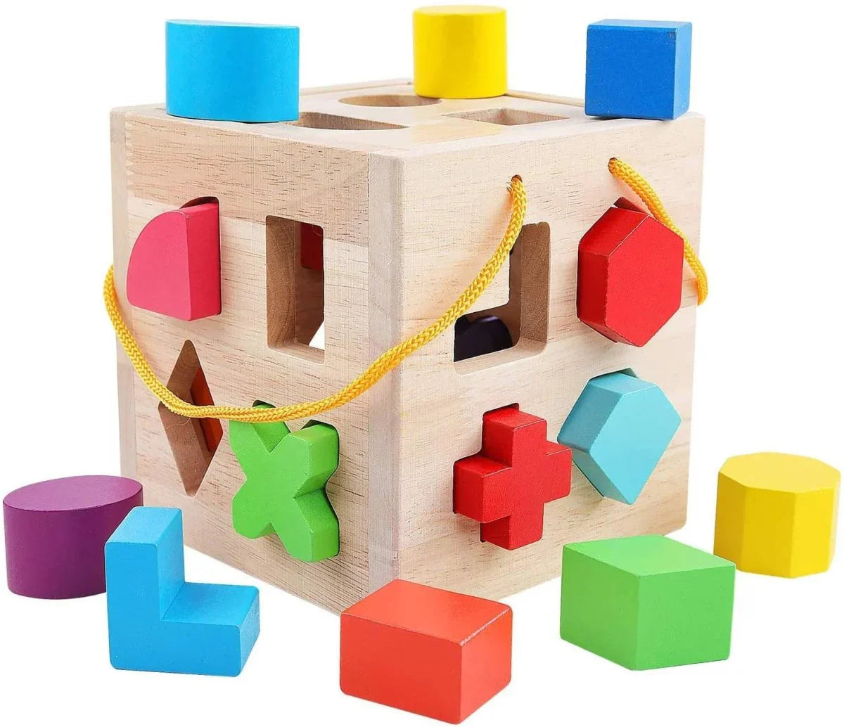 Montessori Shape Sorting Cube – Colorful Wooden Puzzle for Curious Minds