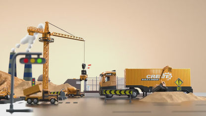 Jumbo Alloy Container Truck Set with Multi-Function Crane – Heavy-Duty Fun for Future Builders!