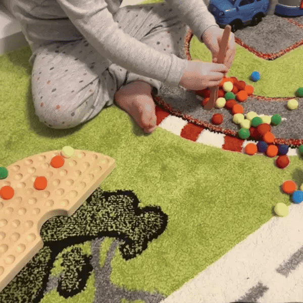 Wooden Peg Board Beads Game – Rainbow Sorting & Counting Toy