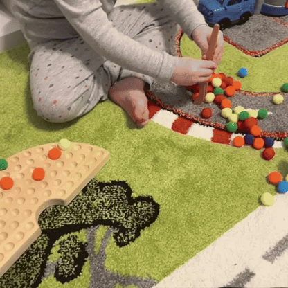 Wooden Peg Board Beads Game – Rainbow Sorting & Counting Toy