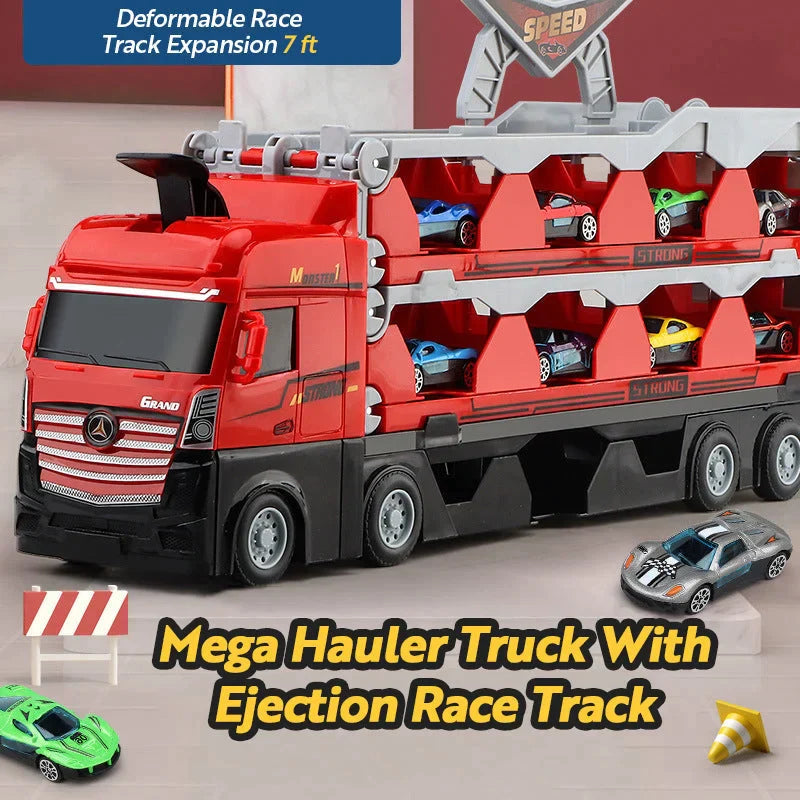 Mega Truck Gift Set – 2-in-1 Transforming Carrier + 8 FREE Cars!
