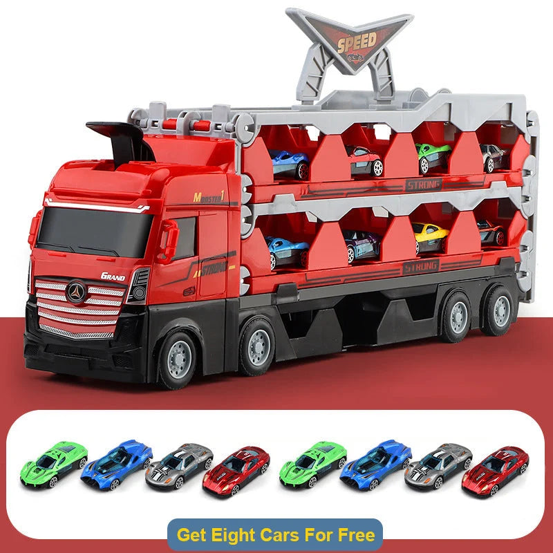 Mega Truck Gift Set – 2-in-1 Transforming Carrier + 8 FREE Cars!